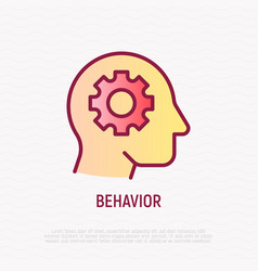 Behavior Thin Line Icon Wheel In Human Head