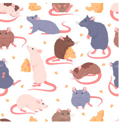 Cute Rat Animals Seamless Pattern Cartoon Flat