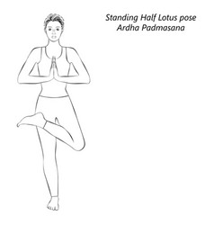 Sketch Of Yoga Pose Ardha Padmasana