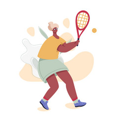 Elderly Woman Playing Tennis