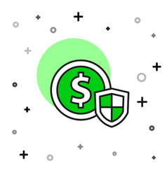 Filled Outline Money With Shield Icon Isolated On