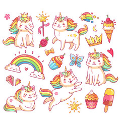 Magic Unicorn Cats In Crown Sweet Cupcakes Ice