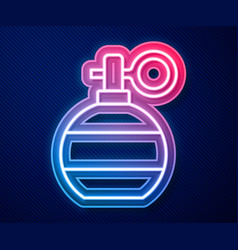 Glowing Neon Line Hand Grenade Icon Isolated