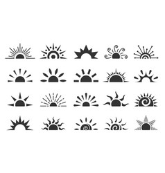 Half Sun Solar Sunrise Sunset Weather Icon Set