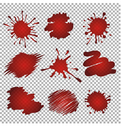 Blood blots realistic set Royalty Free Vector Image