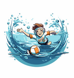 Boy Playing With A Ball In The Water