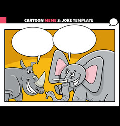 Cartoon Meme Template With Rhinoceros And Elephant