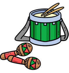 Drum And Maracas Cartoon Colored Clipart