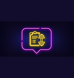 Dumbbell Line Icon Workout Plan Sign Neon Light