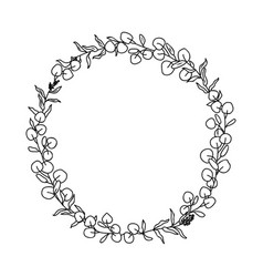 Hand Drawn Eucalyptus Wreath Line Art