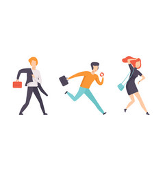 Set Business People Running With Briefcase