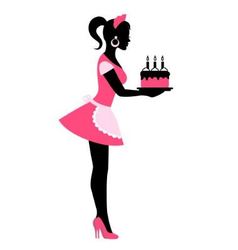 Silhouette Of A Woman Holding A Cake With Candles