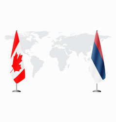 Canada And Civil Serbia Flags For Official Meeting