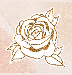 Glittery Golden Rose Sticker Overlay With A White