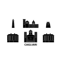 Italy Cagliari Flat Travel Skyline Set