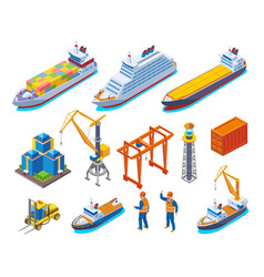 Seaport Isometric Icon Set