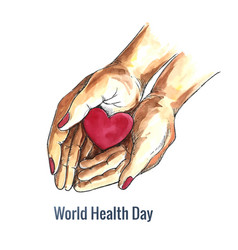 World Health Day Hands Holding Heart Background