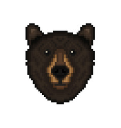 Bear Head In Pixel Art Style