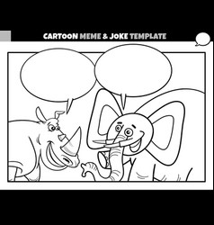 Black And White Cartoon Meme Template With Rhino