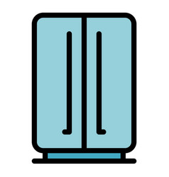 Double Door Fridge Icon Color Outline