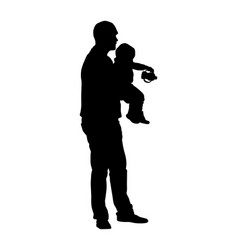 Awkward Clumsy Father With Baby In Hand Silhouette