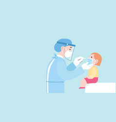 Doctor Taking Sample On Child With Nasal Swab