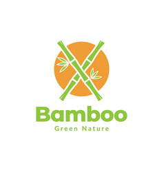 Green Bamboo Trees Cross Logo Design Graphic