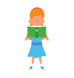 Cartoon woman standing and reading a book Vector Image