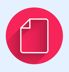 White Line File Document Icon Isolated With Long