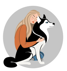 Young Woman With Her Husky On