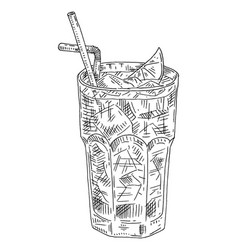 Cuba Libre Cocktail Vintage Hatching