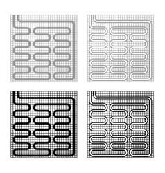 Electric Floor Heating Warm Heated Set Icon Grey