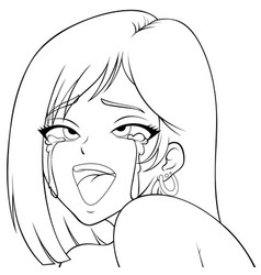 Happy Tears Face Line Art