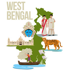 West Bengal Culture Collage With Map