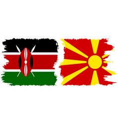 Northern Macedonia And Kenya Grunge Flags