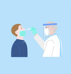 Flat - Doctor Using Nasal Swab