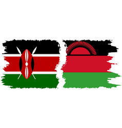 Malawi And Kenya Grunge Flags Connection