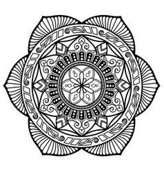 Floral Mandala Art Pattern In Black Outline