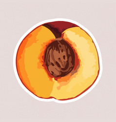 Hand Drawn Apricot Sticker With White Border