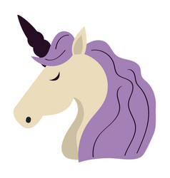 Head Unicorn With Purple Mane