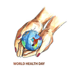 World Health Day Hands Holding Globe Background