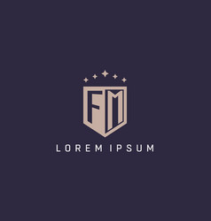 Fm Initial Shield Logo Icon Geometric Style Design