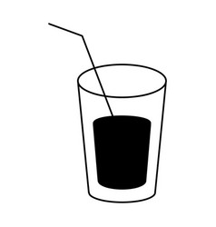 Glass Of Drink With Straw Line Icon