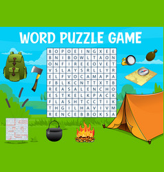 Camping Travel Word Search Puzzle Game Worksheet