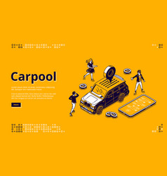 Carpool Isometric Landing Page Car For Joint Trip