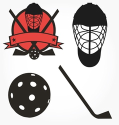 Unihockey Floorball Hockey Icon Set