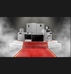 Illuminated Podium Or Pedestal With Red Path