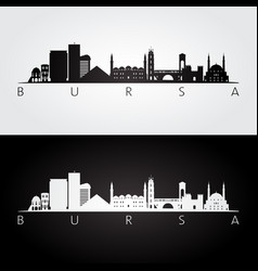 Bursa Skyline And Landmarks Silhouette Black