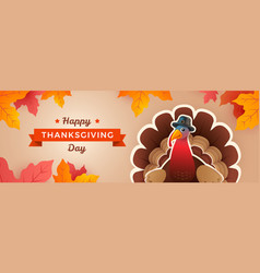 Happy Thanksgiving Day Turkey Banner With