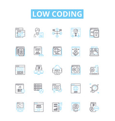 Low Coding Line Icons Set No-code Visual